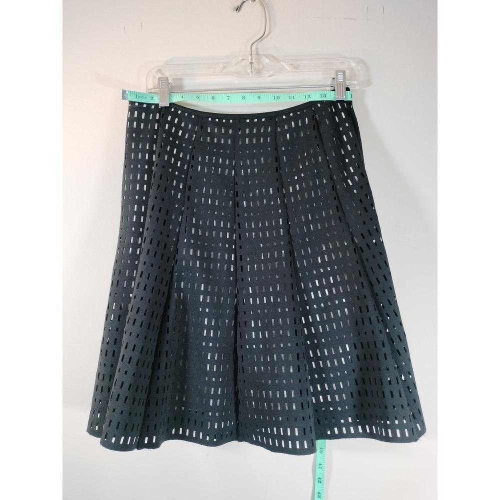 Calvin Klein Black Laser Cut Perforated A-Line Skirt